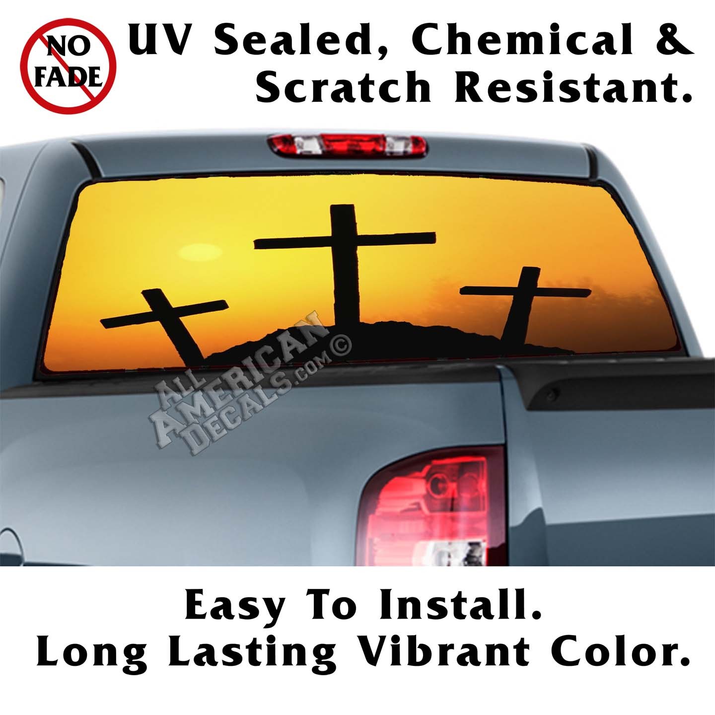 3 Crosses Back Window Graphic