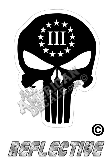 3 Percenter Punisher Black Reflective Decal