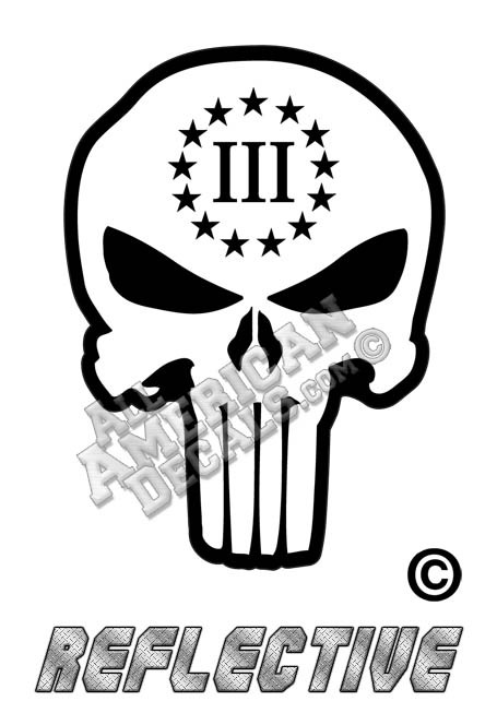 3 Percenter Punisher Black Reflective Decal