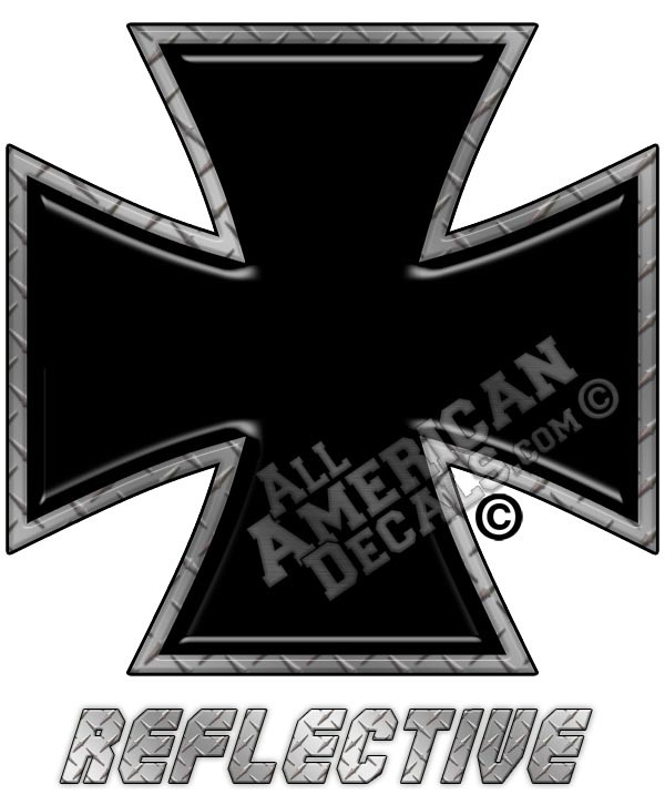 Black Iron Cross Reflective Decal