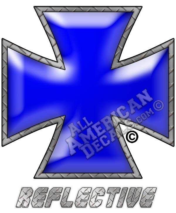 Blue Iron Cross Reflective Decal