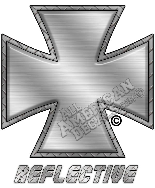 Brushed Steel Iron Cross Reflective Decal