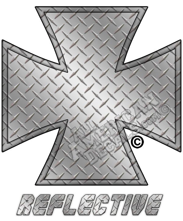 Diamond Plated Iron Cross Reflective Decal