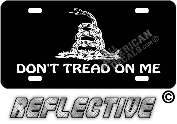 Don't Tread On Me Flag Black Face License Plate