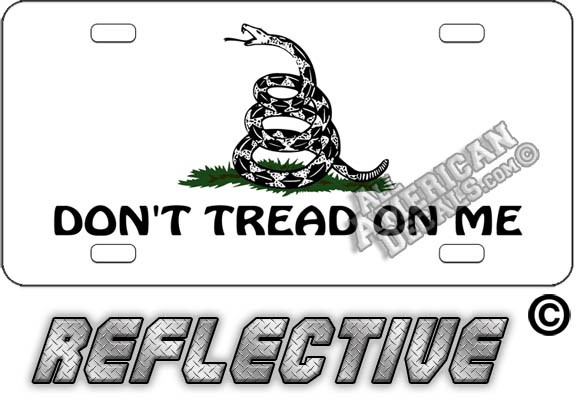 White Don't Tread On Me Flag License Plate