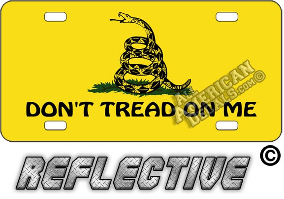 Yellow Don't Tread On Me Flag License Plate