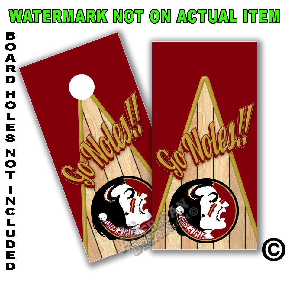 Florida State "GO NOLES"  Cornhole Board Wrap With Wood Lane