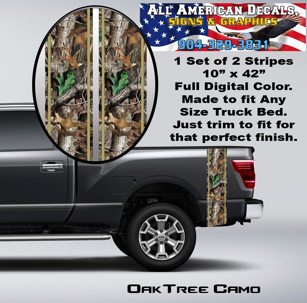 Real Tree Oak Camo Truck Bed Band Stripe Decal Kit