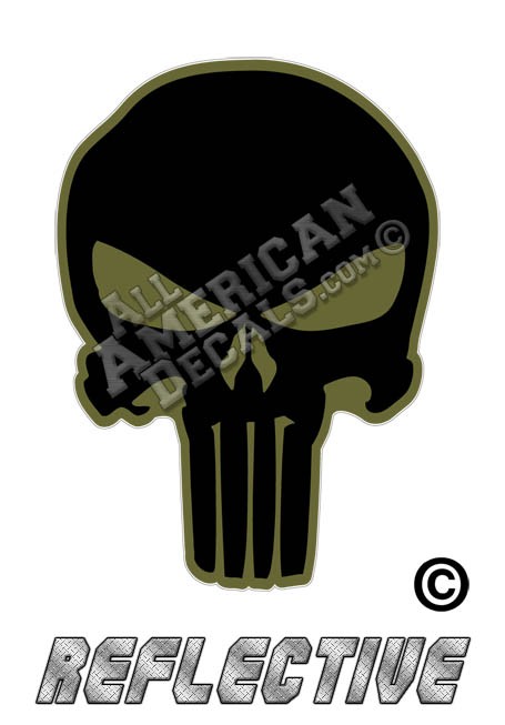 ODG Olive Drab Green & Black Punisher ODG Outline Reflective Decal