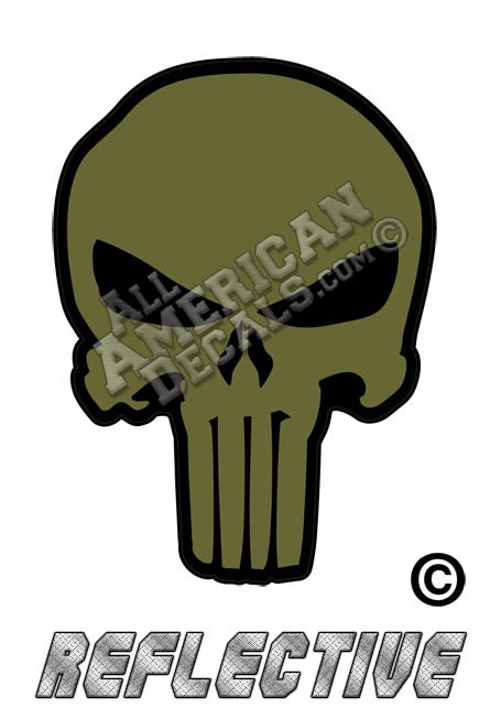 ODG Olive Drab Green Punisher Black Outline Reflective Decal