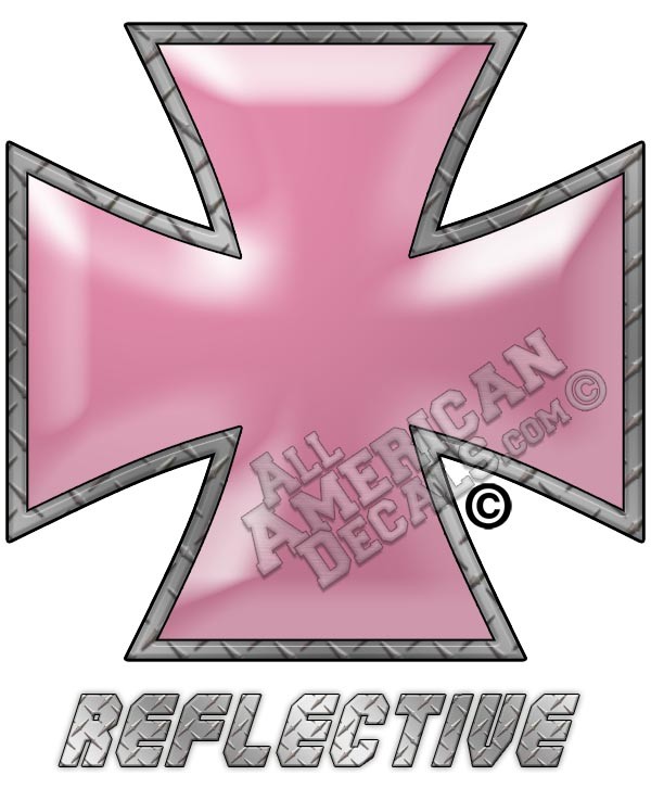 Pink Iron Cross Reflective Decal