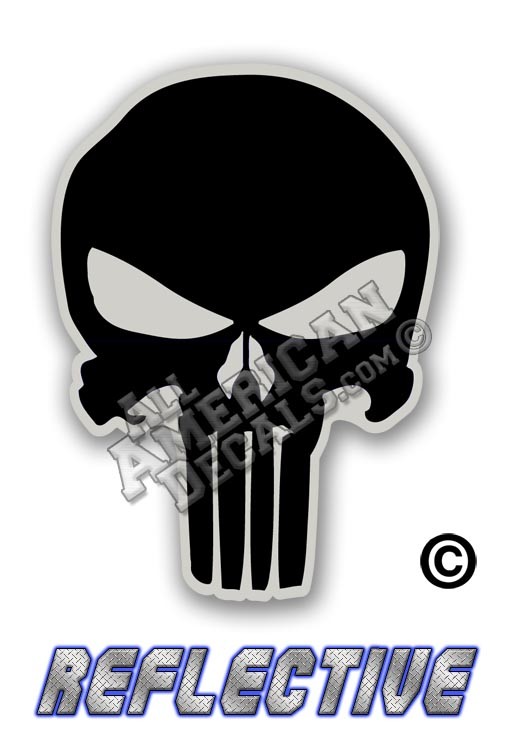 Punisher Black Reflective Decal