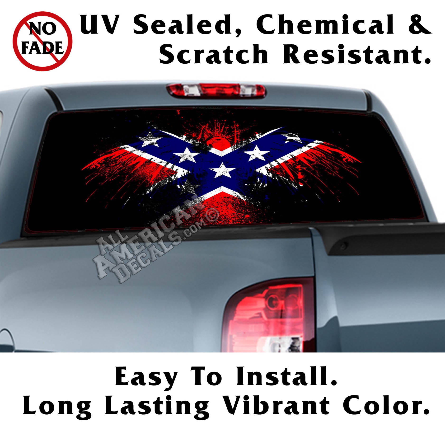 Rebel EAGLE Flag Back Window Graphic