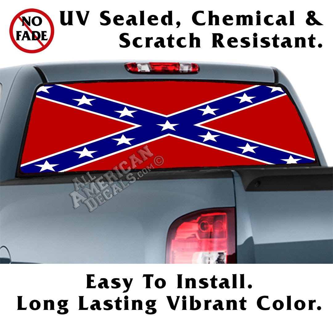 NON-Wavy Rebel Flag Back Window Graphic