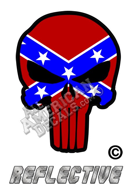 Rebel Flag Punisher Reflective Decal