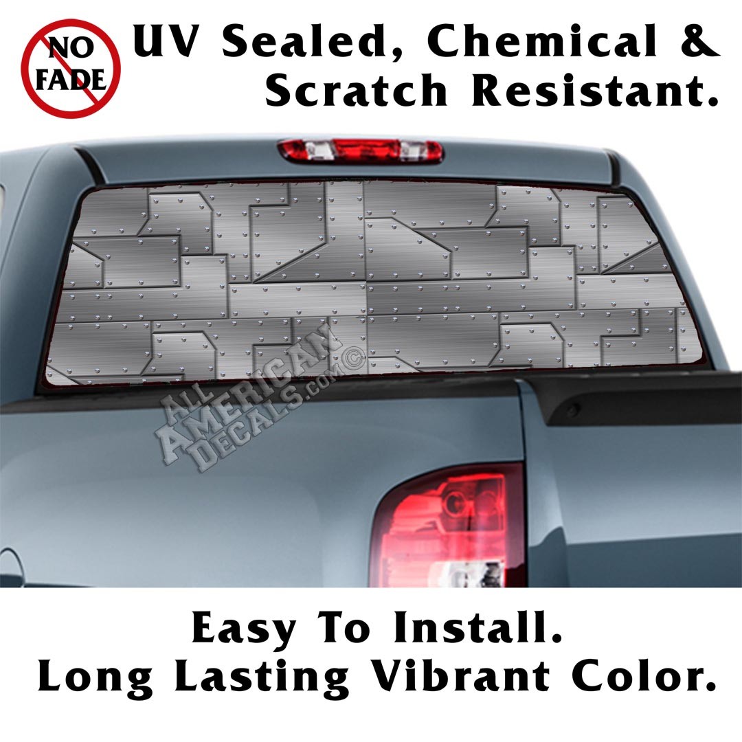 Silver Riveted Metal Back Window Graphic