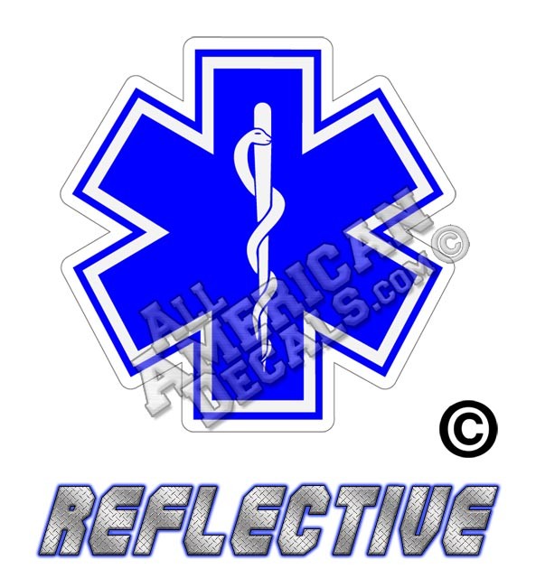 EMS/EMT Blue Star of Life Reflective Decal