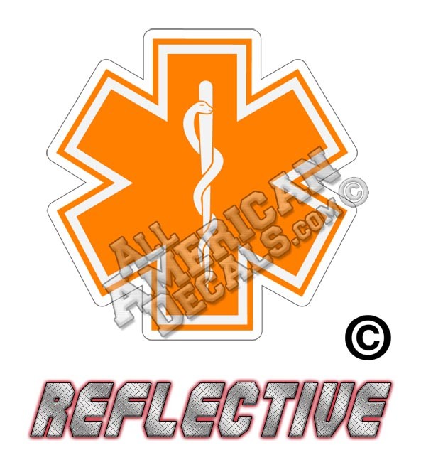 EMS/EMT Orange Star of Life Reflective Decal