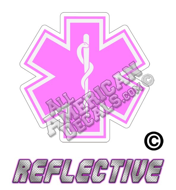 EMS/EMT Pink Star of Life Reflective Decal