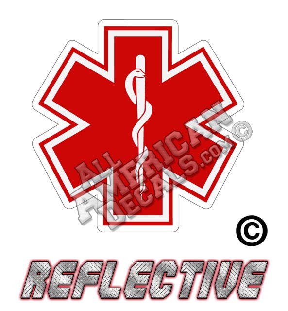EMS/EMT Red Star of Life Reflective Decal