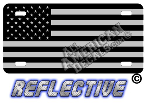 Subdued Tactical American Flag Forward Facing Reflective Metal License Plate