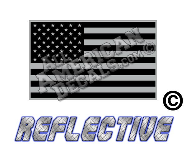 Subdued Tactical American Flag Forward Facing Reflective Decal Black And Grey