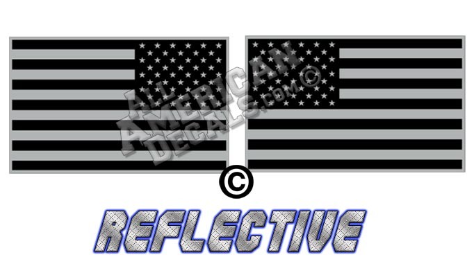 Subdued Tactical American Flag Set Forward Reverse Facing Reflective Decal Black And Grey