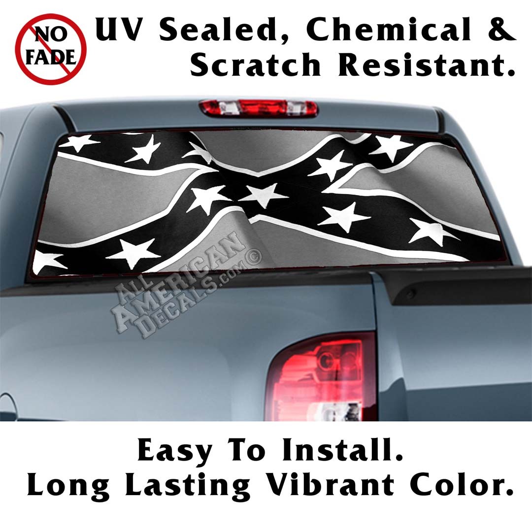 Tactical Rebel Flag Wavy Back Window