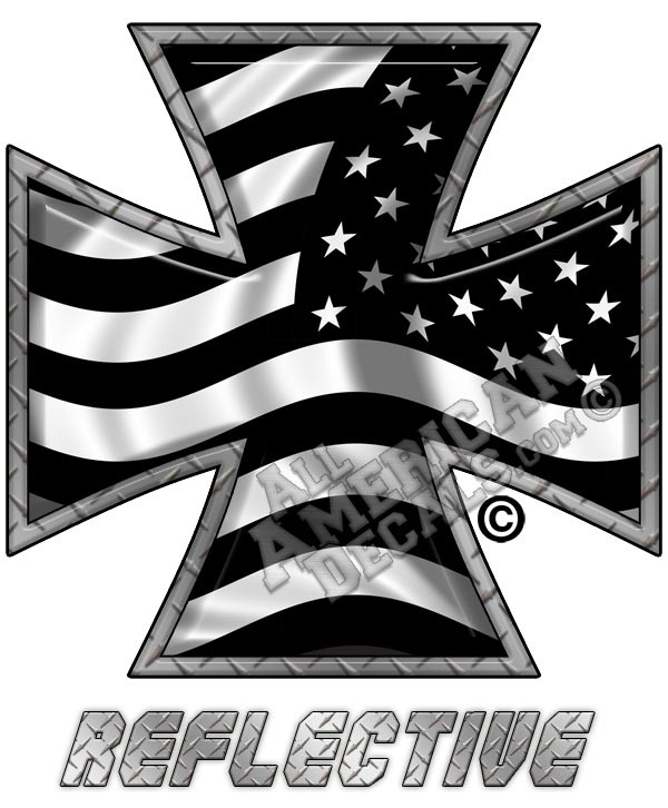 Subdued Tactical American Flag Iron Cross Reverse Facing