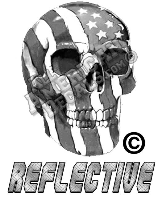 Subdued Tactical American Flag Skull Reflective Decal
