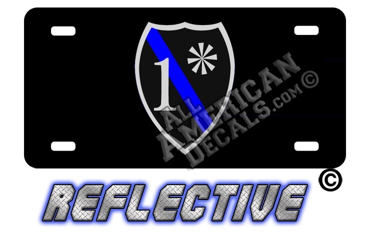 Thin Blue Line 1* Ass to Risk Badge Reflective Metal License Plate No Line
