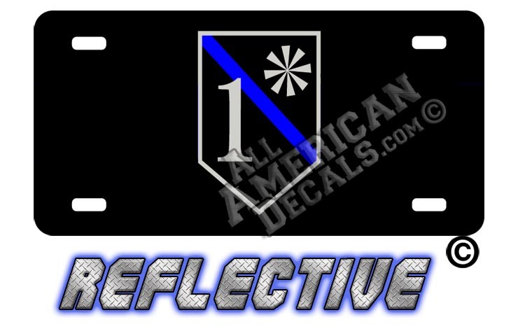 Thin Blue Line 1* Ass to Risk Shield Reflective Metal License Plate No Line