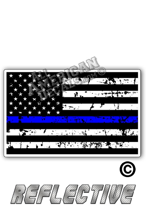 Distressed Thin Blue Line Tactical Flag Forward Face