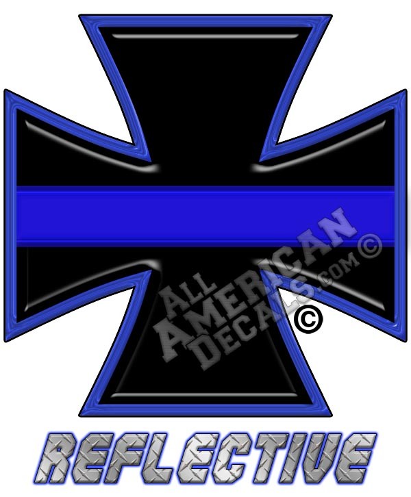 Thin Blue Line Iron Cross Reflective Decal