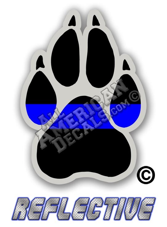 Thin Blue Line K-9 Paw Reflective Decal