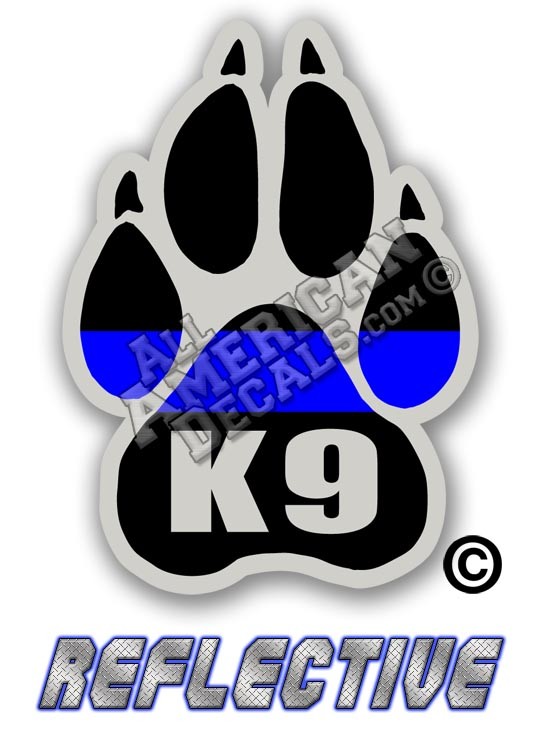 Thin Blue Line K-9 Paw K-9 Reflective Decal