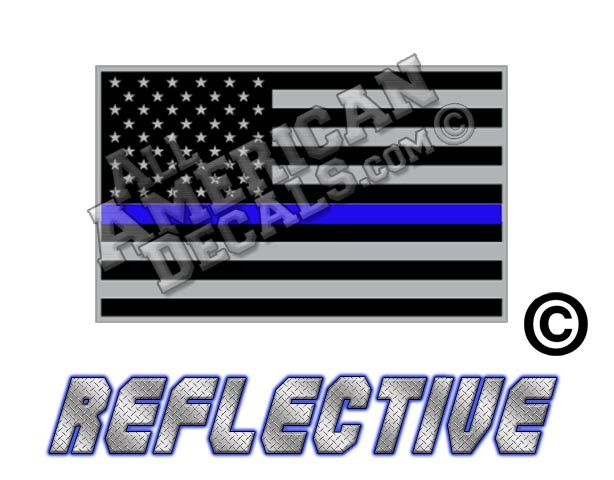Thin Blue Line Subdued Tactical American Flag Forward Facing Reflective Decal