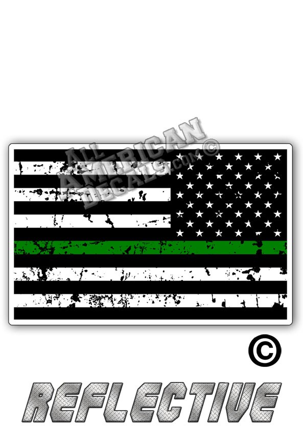 Distressed Thin Green Line Tactical Flag Reverse Face