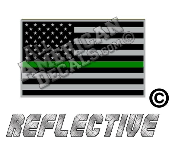 Thin Green Line Subdued Tactical American Flag Forward Facing Reflective Decal