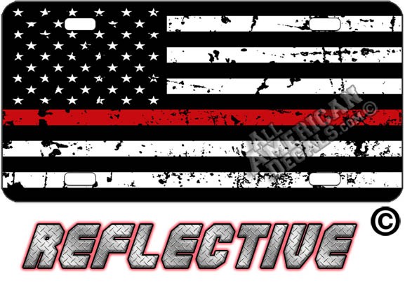 Thin Red Line Distressed Tactical Flag Forward Facing License Plate