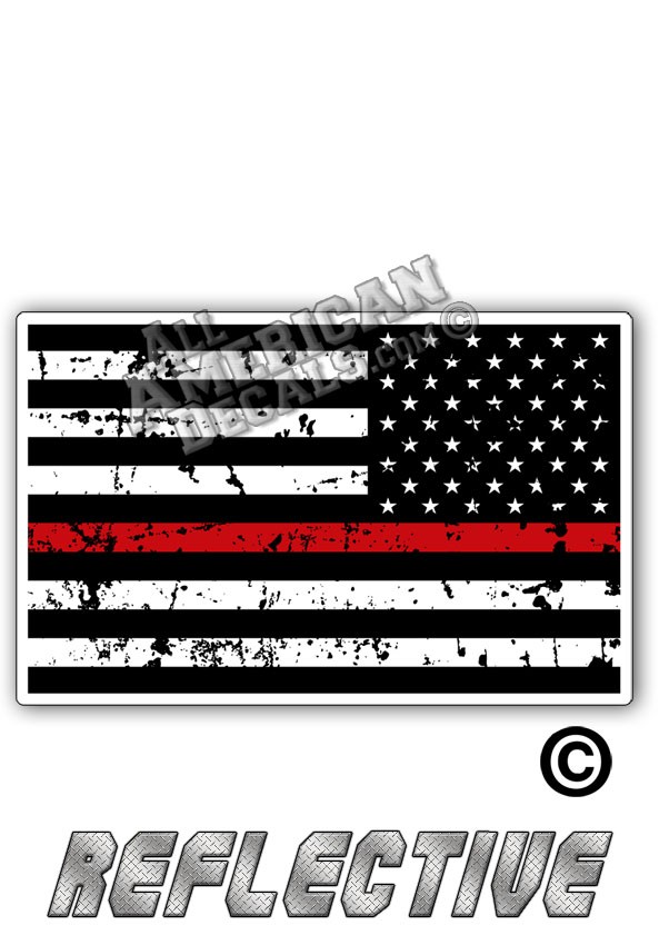 Distressed Thin Red Line Tactical Flag Reverse Face