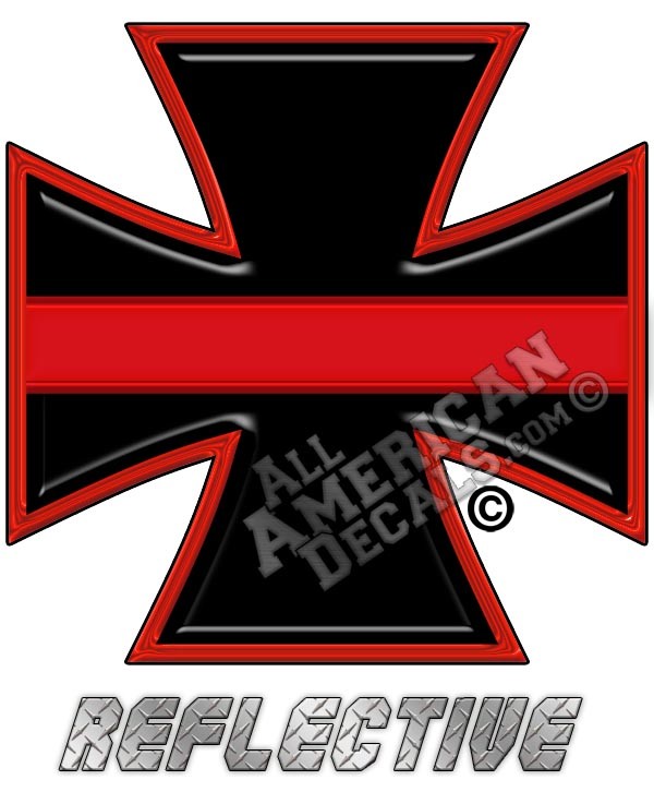 Thin Red Line Iron Cross Reflective Decal