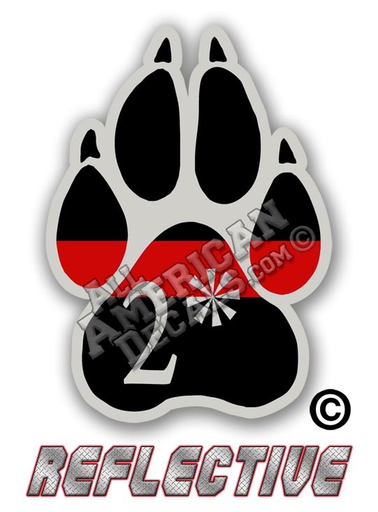 Thin Red Line 2* Ass to Risk K-9 Paw Straight Line Reflective Decal