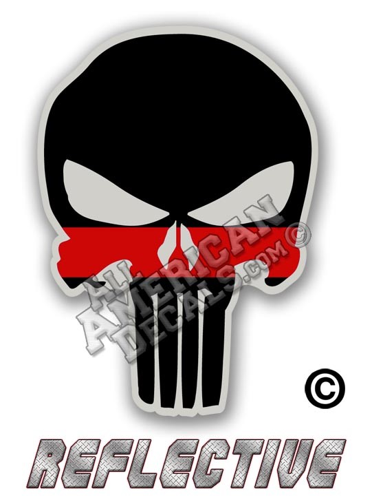 Thin Red Line Punisher Reflective Decal