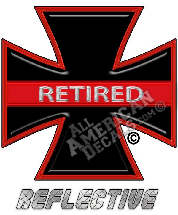 Thin Red Line Retired Iron Cross Reflective Decal