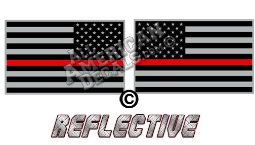 Thin Red Line Subdued Tactical American Flag Set Forward & Reverse Facing Reflective Decal