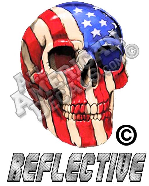 American Flag Skull Reflective Decal