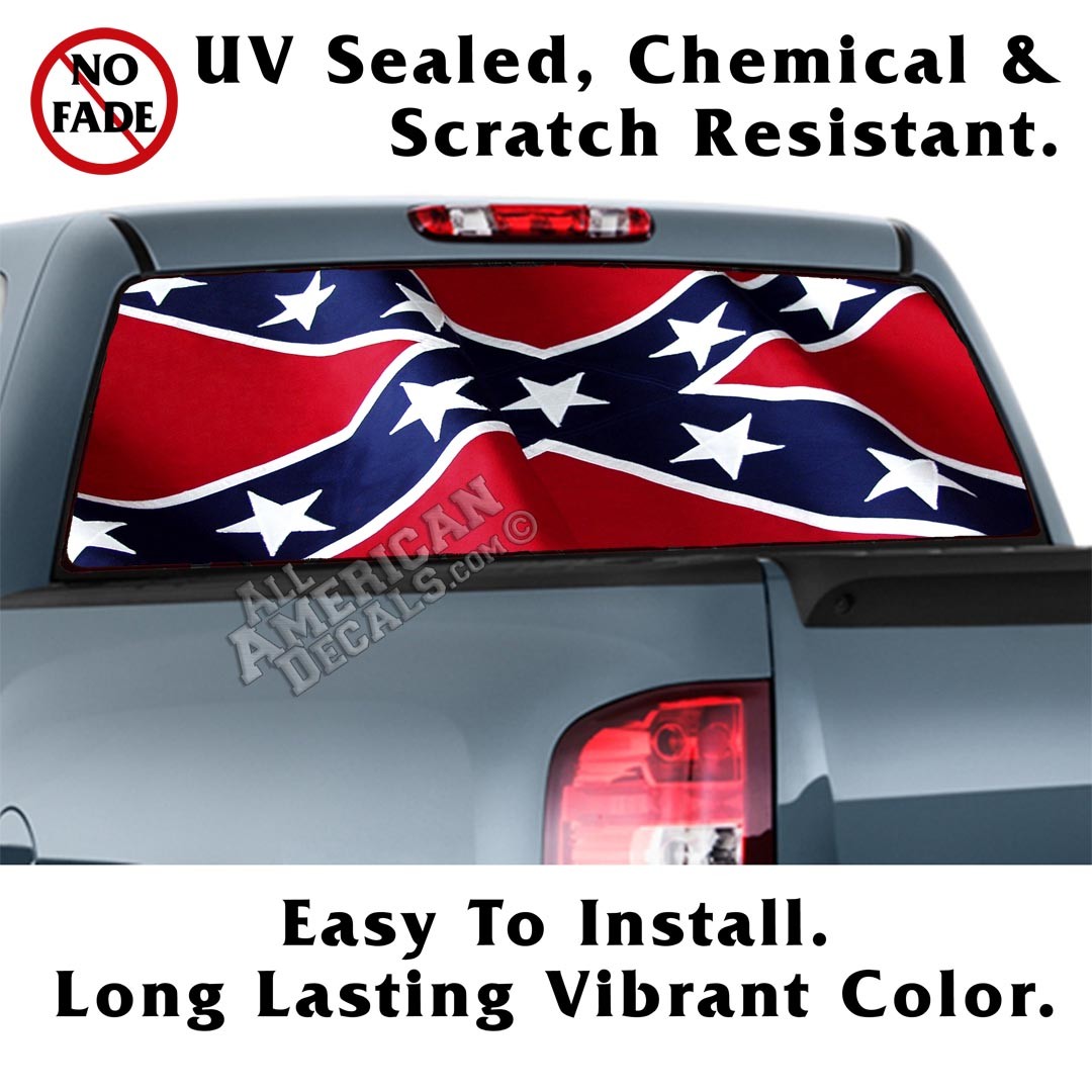 Rebel Flag Wavy Back Window