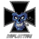 Blue Skull Iron Cross Reflective Decal