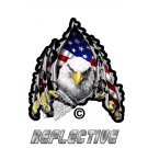 Eagle Claws Ripping Through Metal US FLAG Reflective Decal